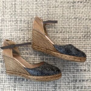 GAIMO ESPADRILLES -SPARKLE WEDGE ,ANKLE STRAP SIZE 39- US 8. Hand made in Spain.